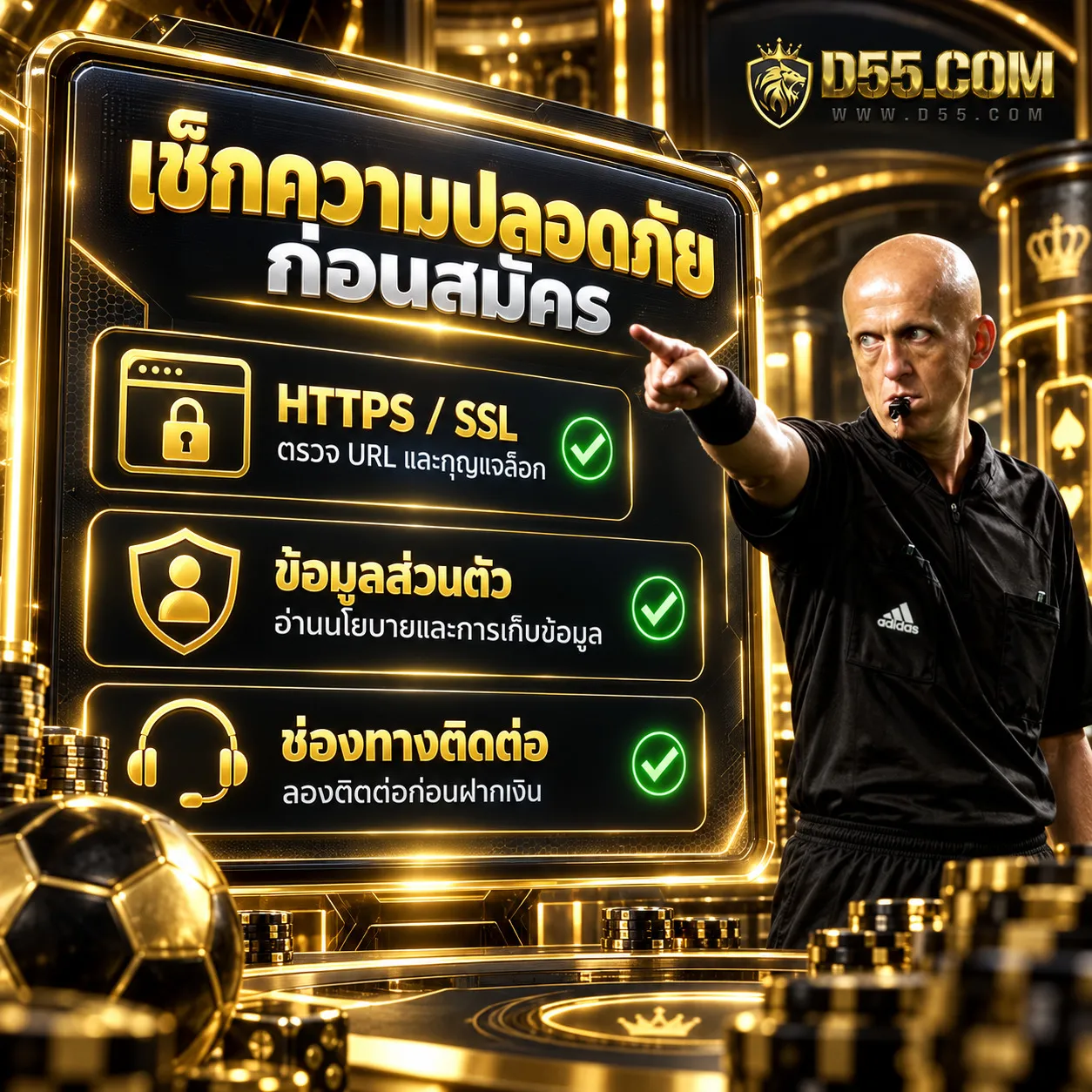 วิธีตรวจสอบความปลอดภัยของเว็บบอลสล็อต: SSL ข้อมูลส่วนตัว และช่องทางติดต่อ