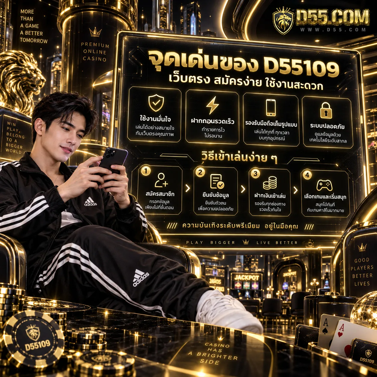 จุดเด่น D55109 ระบบปลอดภัยและรองรับมือถือ