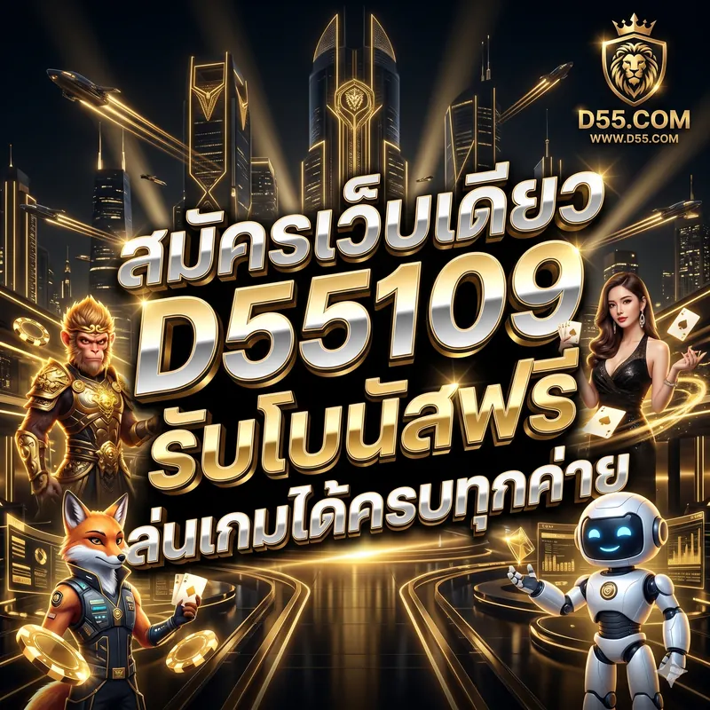 สมัครเว็บเดียว D55109 รับโบนัสฟรี เล่นเกมได้ครบทุกค่าย